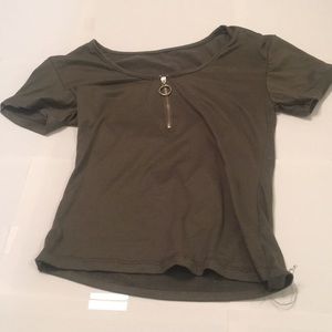 Green zip down shirt